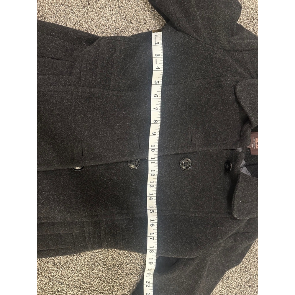 Anne Klein Gray Black Wool Blend Pea Coat Trench Petite 8 - Picture 7 of 13